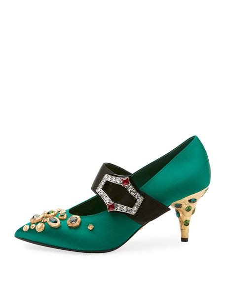 prada 75mm satin mary jane w jeweled heel|pumps and mary jane shoes.